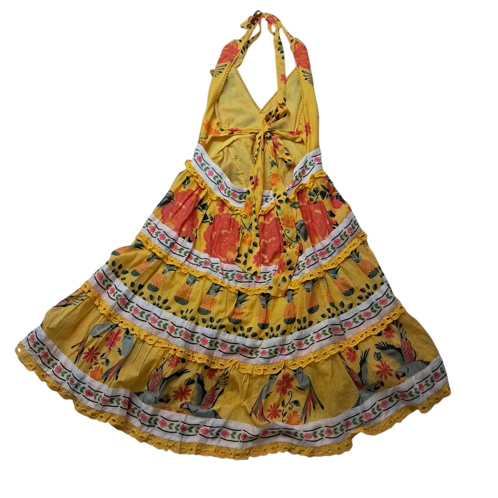 NWT JessaKae Tropica Dress Halter Dress Women's XXL Yellow Vibrant Vacation - Picture 3 of 15